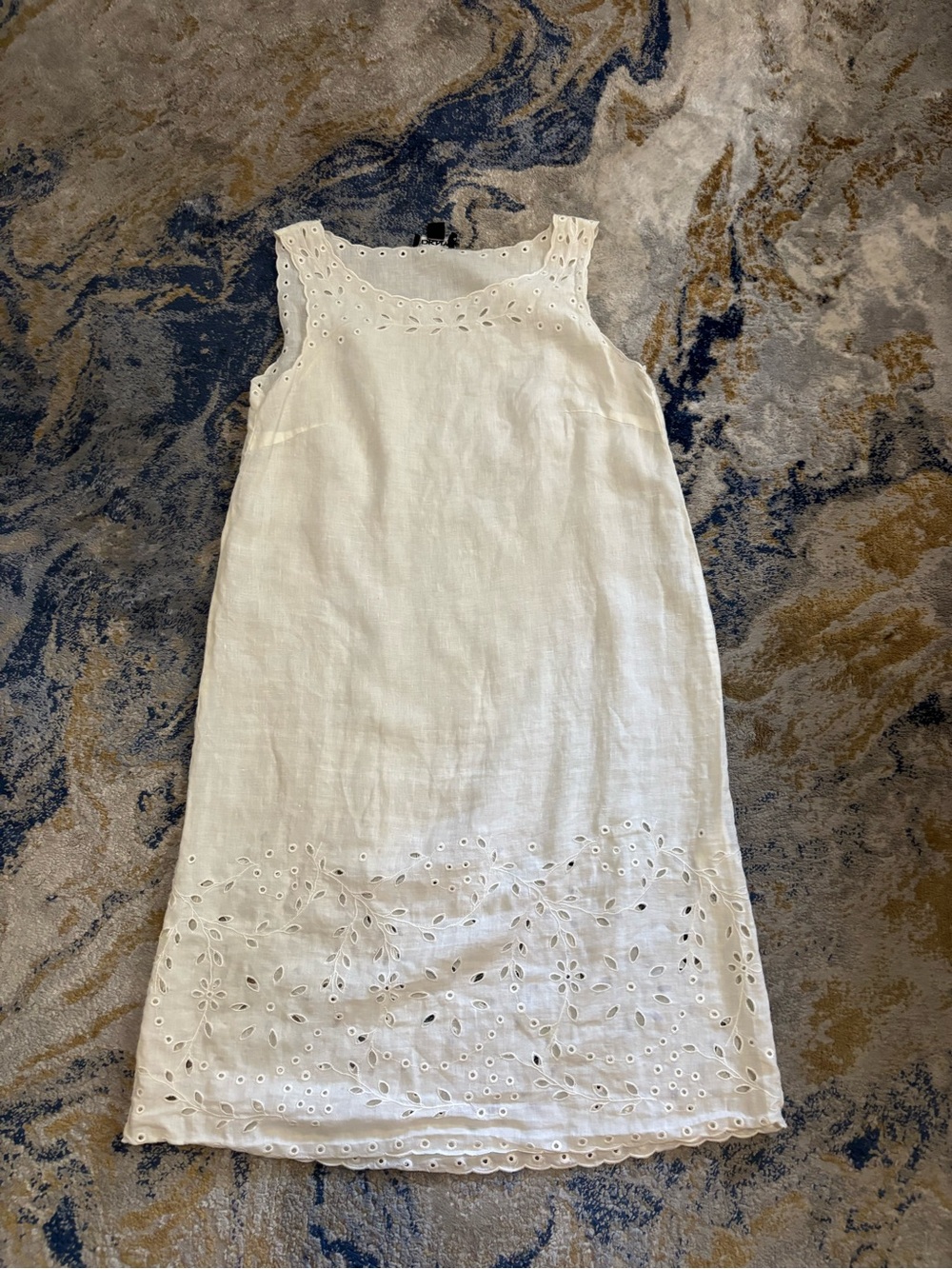 Dkny White Eyelet Linen Sheath Dress